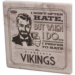 I Don't Often Hate (Anti-Vikings) Stone Coaster with Easel